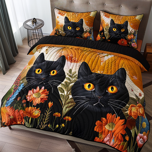 Cat Flower Dream Quilted Bedding Set NCU0DV4907