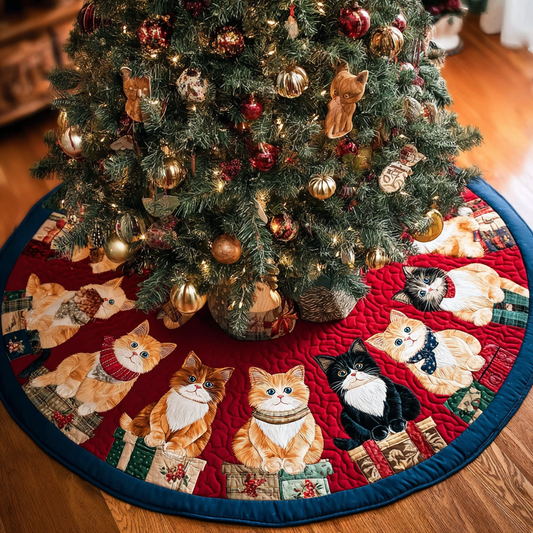 Cat Blessing Christmas Quilted Tree Skirt NCU0DK10569