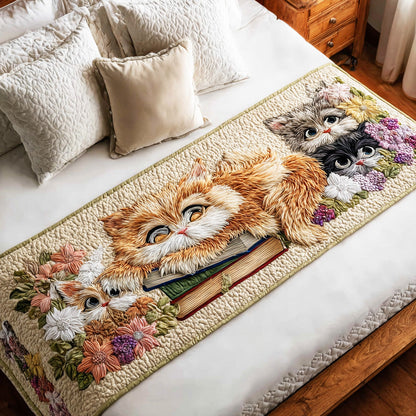Cat Book Nook Quilted Bed Runner NCU0TD1594