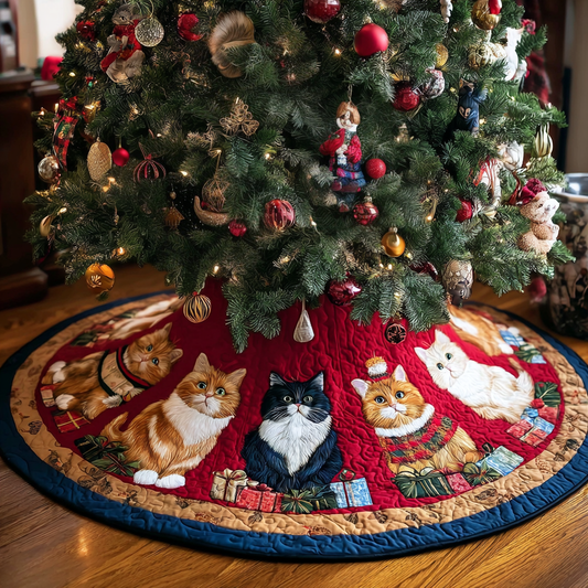 Cat Cheer Christmas Quilted Tree Skirt NCU0DK10571