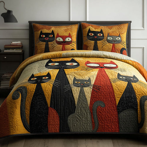 Cat Companions 3-Piece Quilted Bedding Set NCU0DK11945