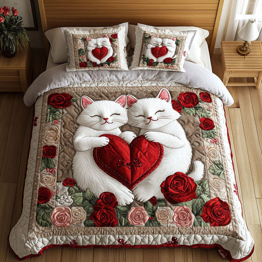 Cat Cuddles 3-Piece Quilted Bedding Set NCU0NT2595