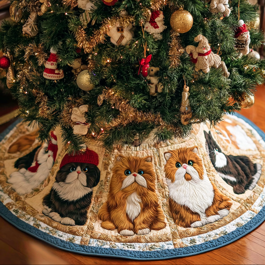 Cat Delight Christmas Quilted Tree Skirt NCU0DK10572