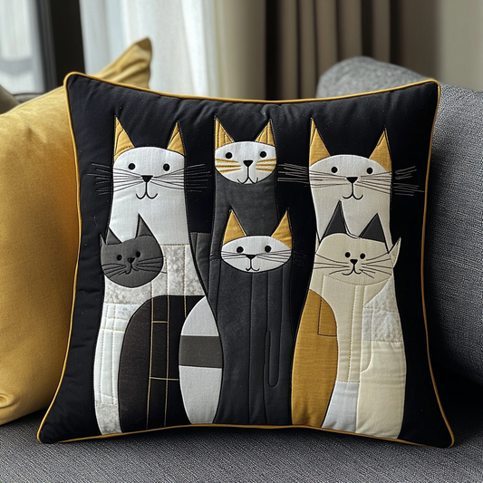 Cat Friends Portrait Quilted Pillow Case NCU0DV635