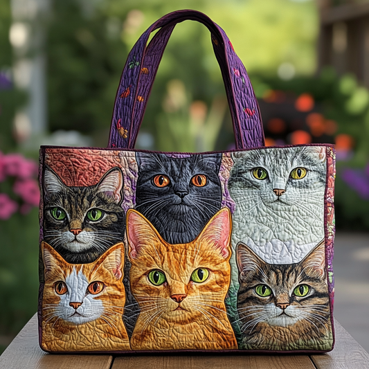 Cat Friends Quilted Tote Bag NCU0DK9082