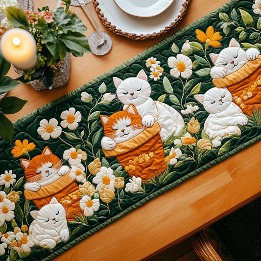 Cat Garden Quilted Table Runner NCU0VH5039