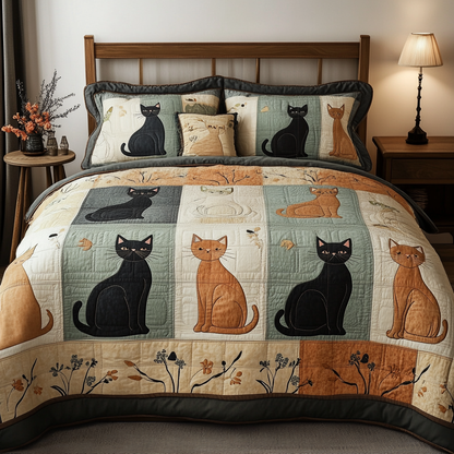 Cat Haven 3-Piece Quilted Bedding Set NCU0VH3647