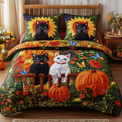 Cat Leaf Whispers 3-Piece Quilted Bedding Set NCU0NT8830