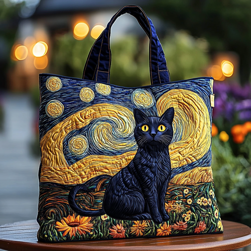 Cat Night Quilted Tote Bag NCU0DK9708