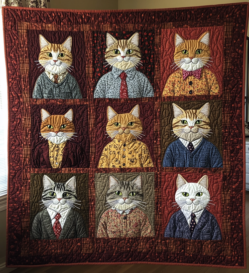 Cat Office Quilted Blanket NCU0DV676