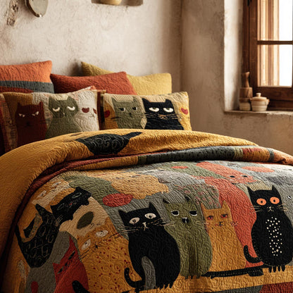 Cat Parade 3-Piece Quilted Bedding Set NCU0DV9110