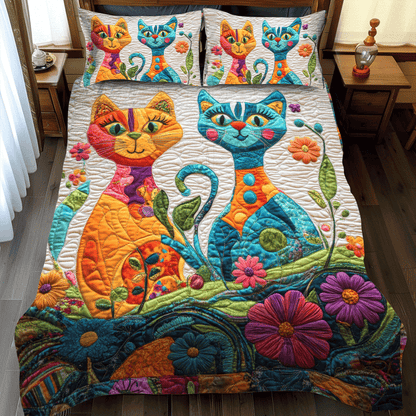 Cat Parade 3-Piece Quilted Bedding Set NCU0PD628