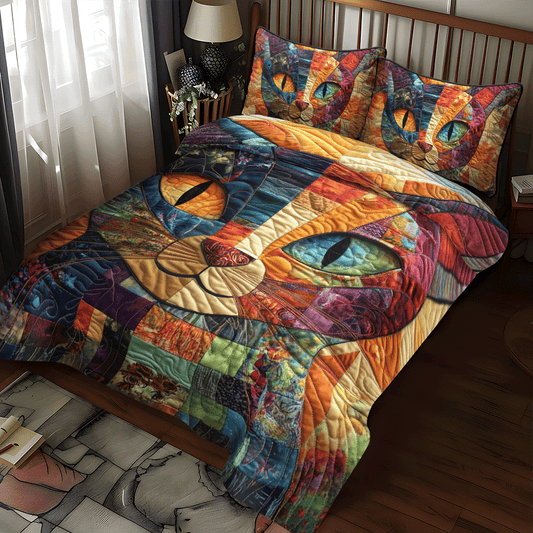 Cat Parade 3-Piece Quilted Bedding Set NCU0PD637