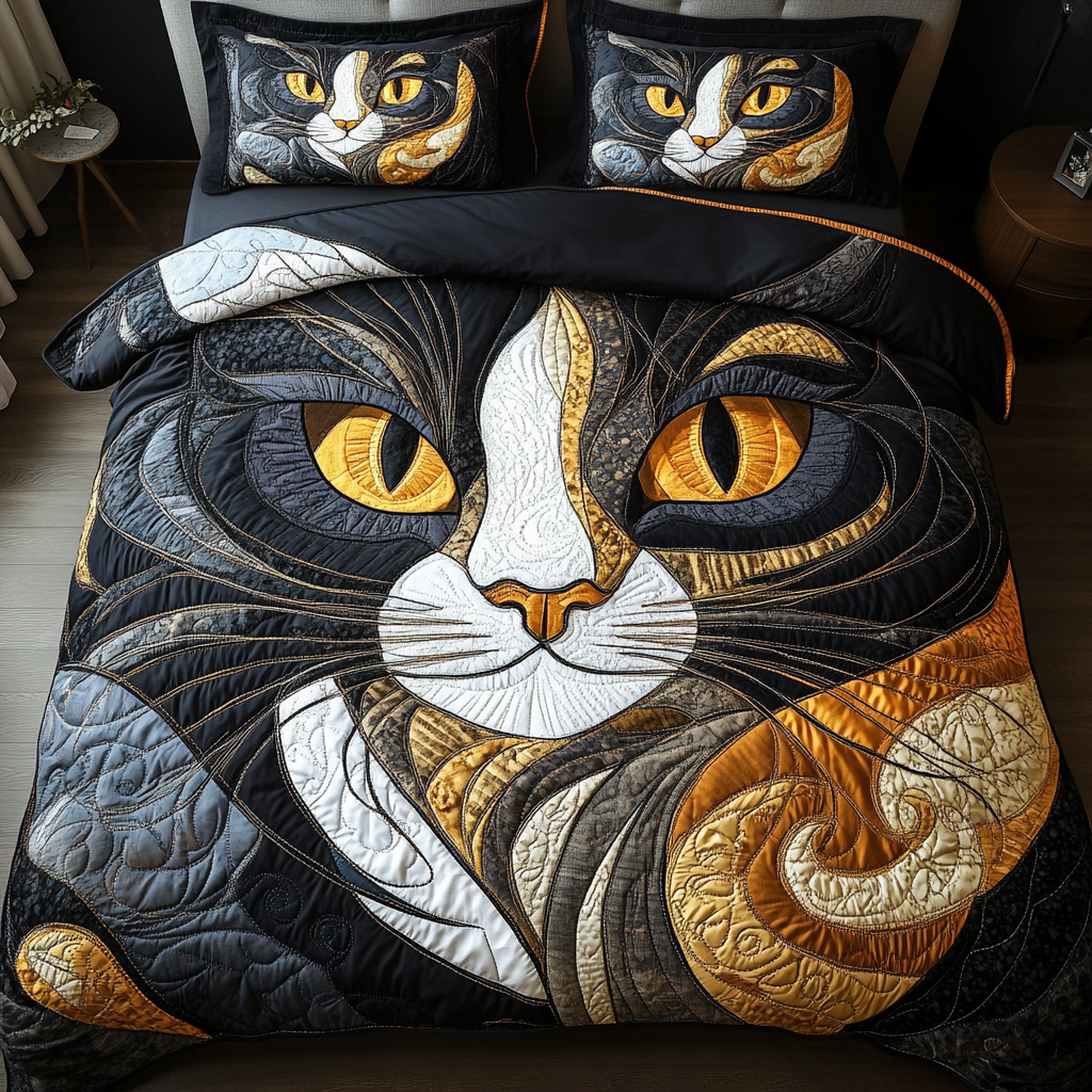 Cat Paws 3-Piece Quilted Bedding Set NCU0DK7439