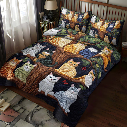 Cat Tree 3-Piece Quilted Bedding Set NCU0NT996