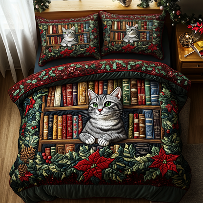 Cat the Storyteller 3-Piece Quilted Bedding Set NCU0DV2077