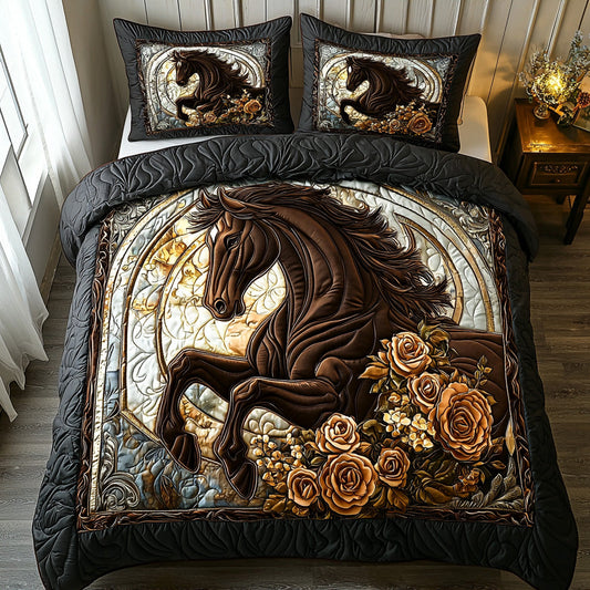 Cathedral Horse 3-Piece Quilted Bedding Set NCU0DV6397
