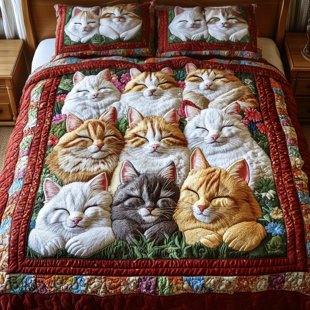 Catnap Comforter 3-Piece Quilted Bedding Set NCU0VH1915