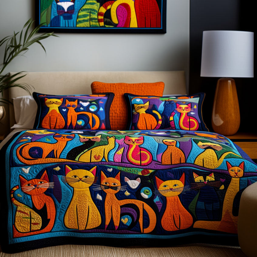 Catnap Kingdom 3-Piece Quilted Bedding Set NCU0PT2340