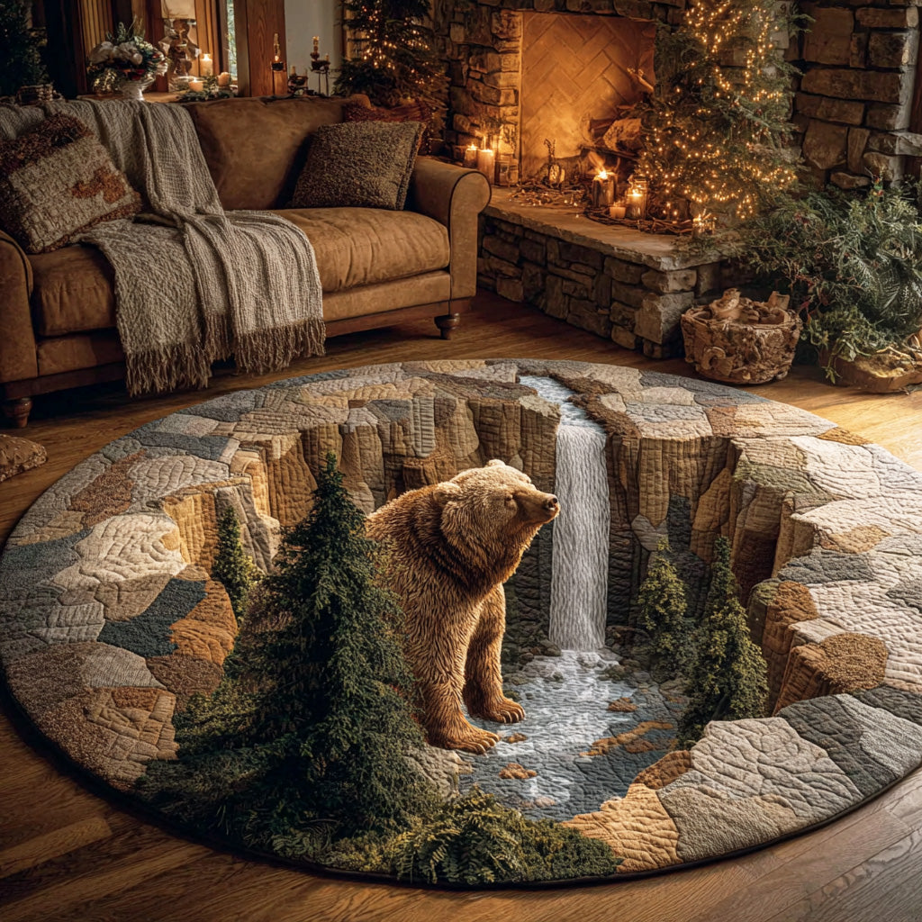 Cedar Bear Quilted Round Mat NCU0TD2066