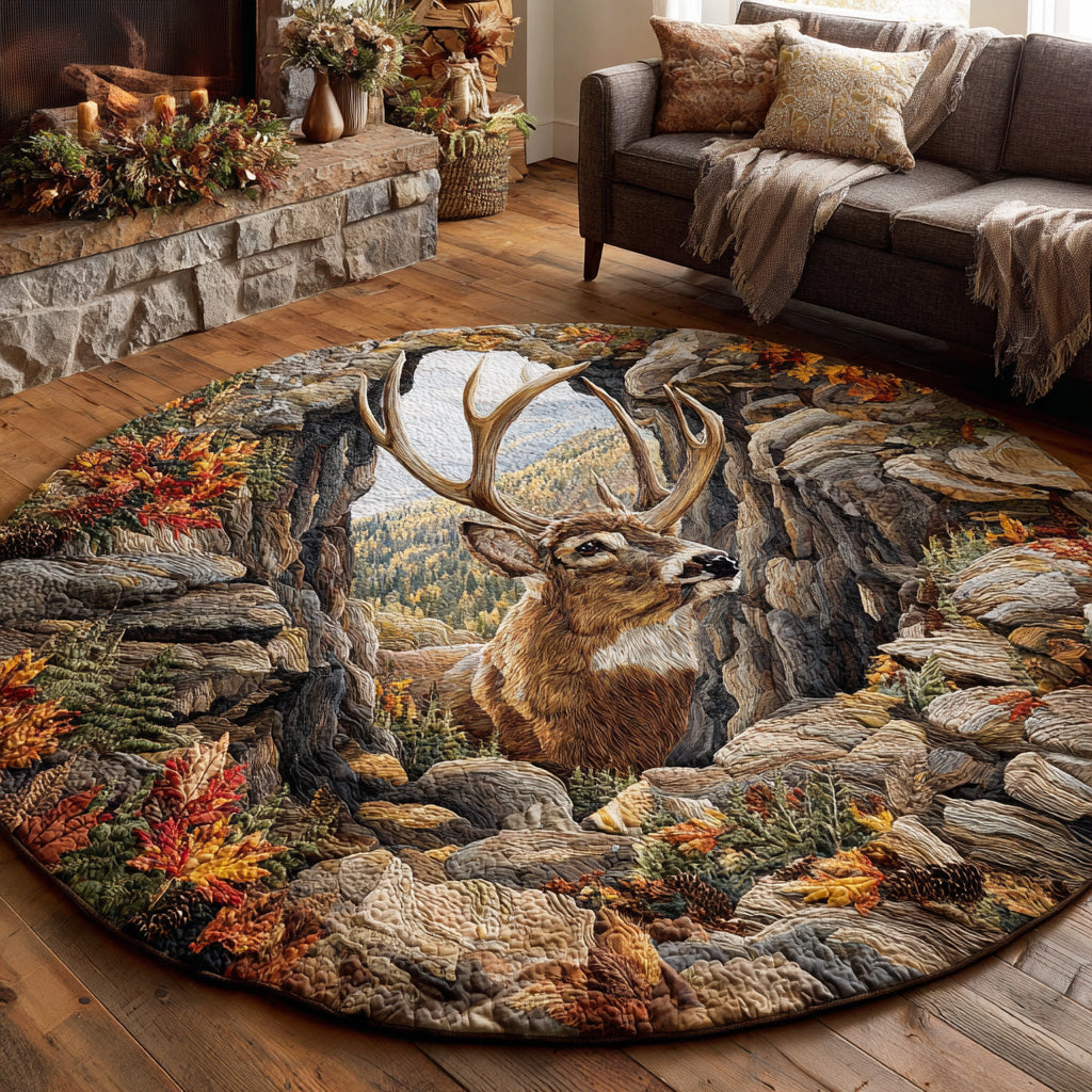 Cedar Stag Quilted Round Mat NCU0TD2072