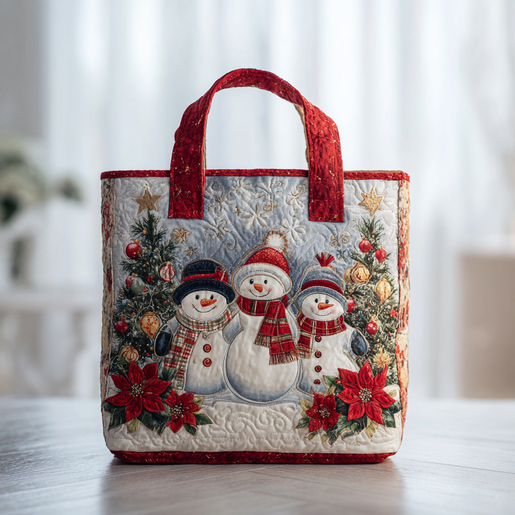 Celebration Snowman Quilted Tote Bag NCU0HH306