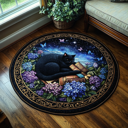 Black Cat Quilted Round Mat NCU0VT89