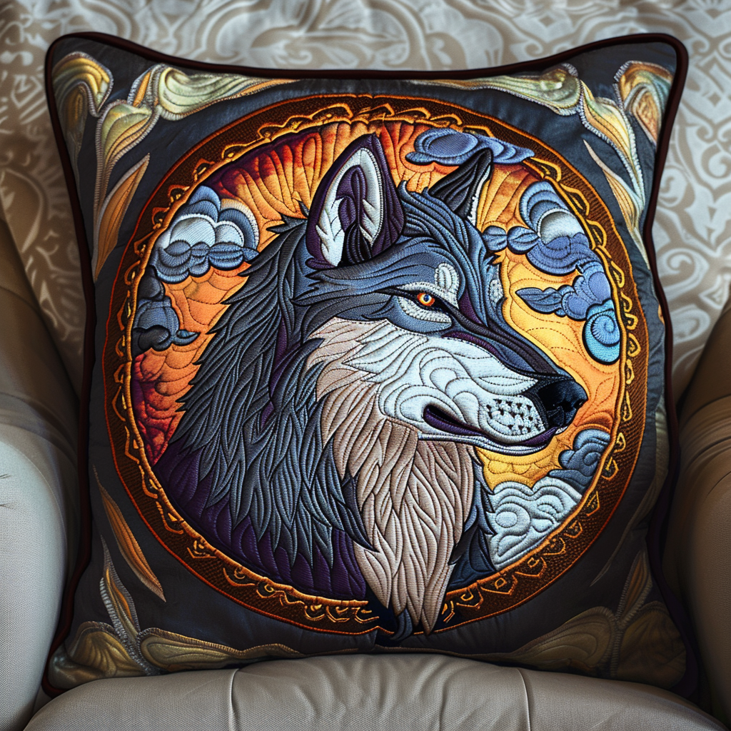 Celestial Wolf Moon Quilted Pillow Case NCU0NT070