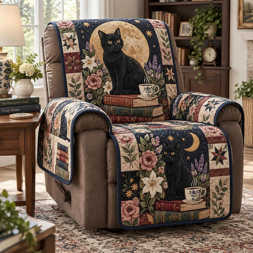 Celestial Black Cat Quilted Sofa Cover NCU0DV10248