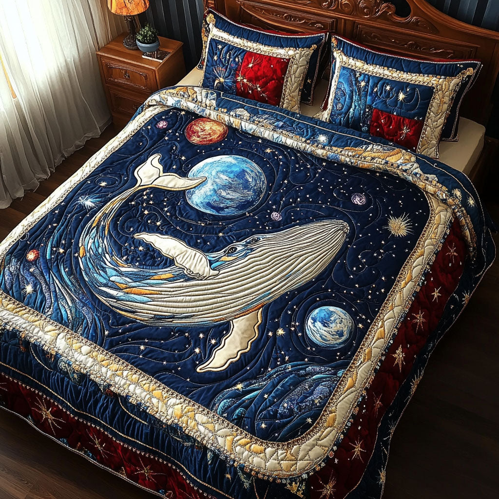 Celestial Blue Harmony 3-Piece Quilted Bedding Set NCU0PT3757
