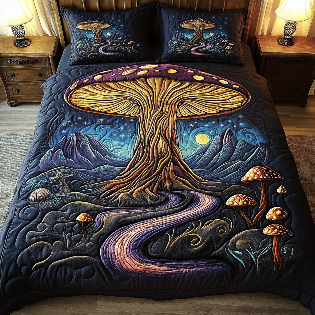 Celestial Cap 3-Piece Quilted Bedding Set NCU0VH1864