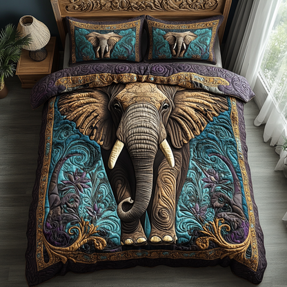 Celestial Elephant 3-Piece Quilted Bedding Set NCU0DV3546