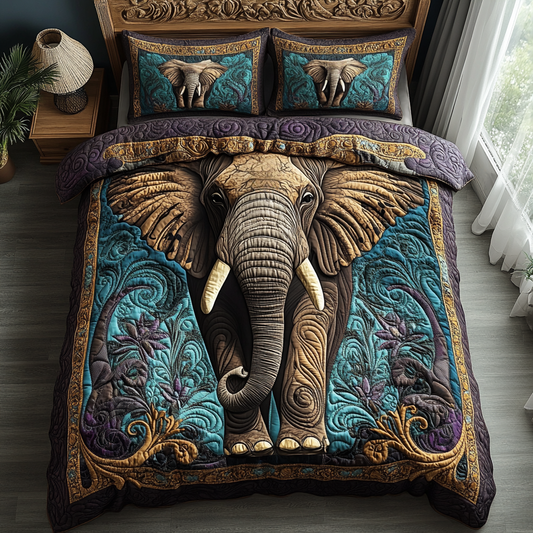 Celestial Elephant 3-Piece Quilted Bedding Set NCU0DV3546