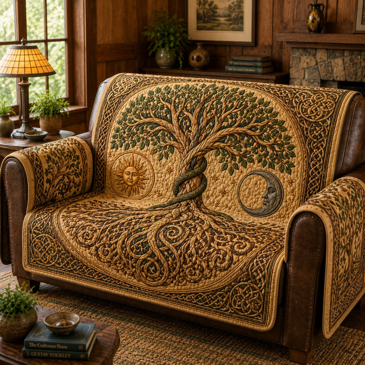 Celestial Equilibrium Timber Quilted Sofa Cover NCU0VL3846