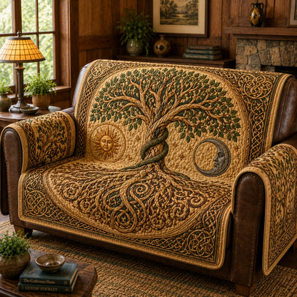 Celestial Equilibrium Timber Quilted Sofa Cover NCU0VL3846