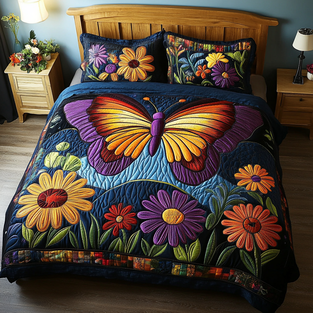 Celestial Flutter 3-Piece Quilted Bedding Set NCU0DK5632