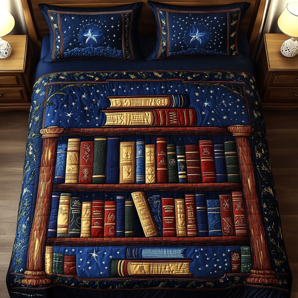 Celestial Library 3-Piece Quilted Bedding Set NCU0NT4072