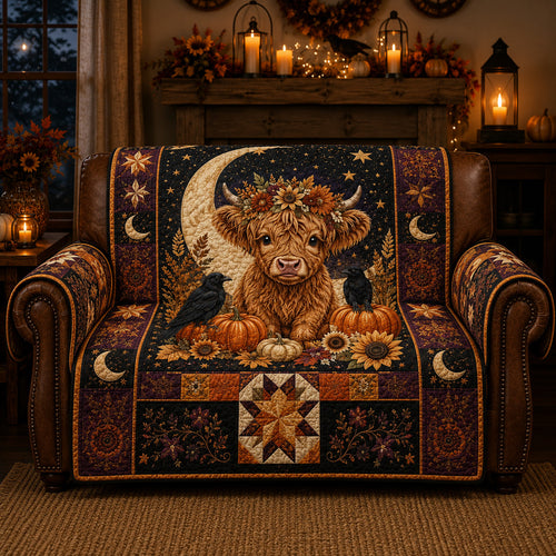 Celestial Midnight Highland Calf Quilted Sofa Cover NCU0HH2090