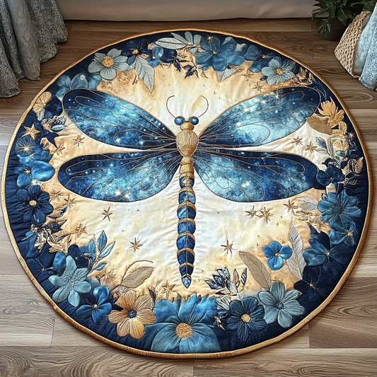 Celestial Night Dragonfly Quilted Round Mat NCU0VL1337