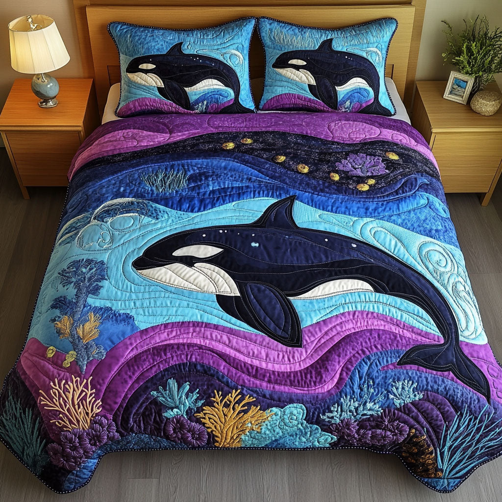 Celestial Orca 3-Piece Quilted Bedding Set NCU0NT6982