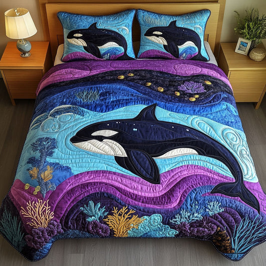 Celestial Orca 3-Piece Quilted Bedding Set NCU0NT6982