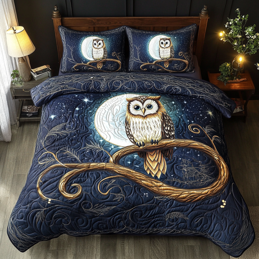 Celestial Owl 3-Piece Quilted Bedding Set NCU0DK2842