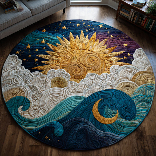 Celestial Sun Waves Quilted Round Mat NCU0HH1707