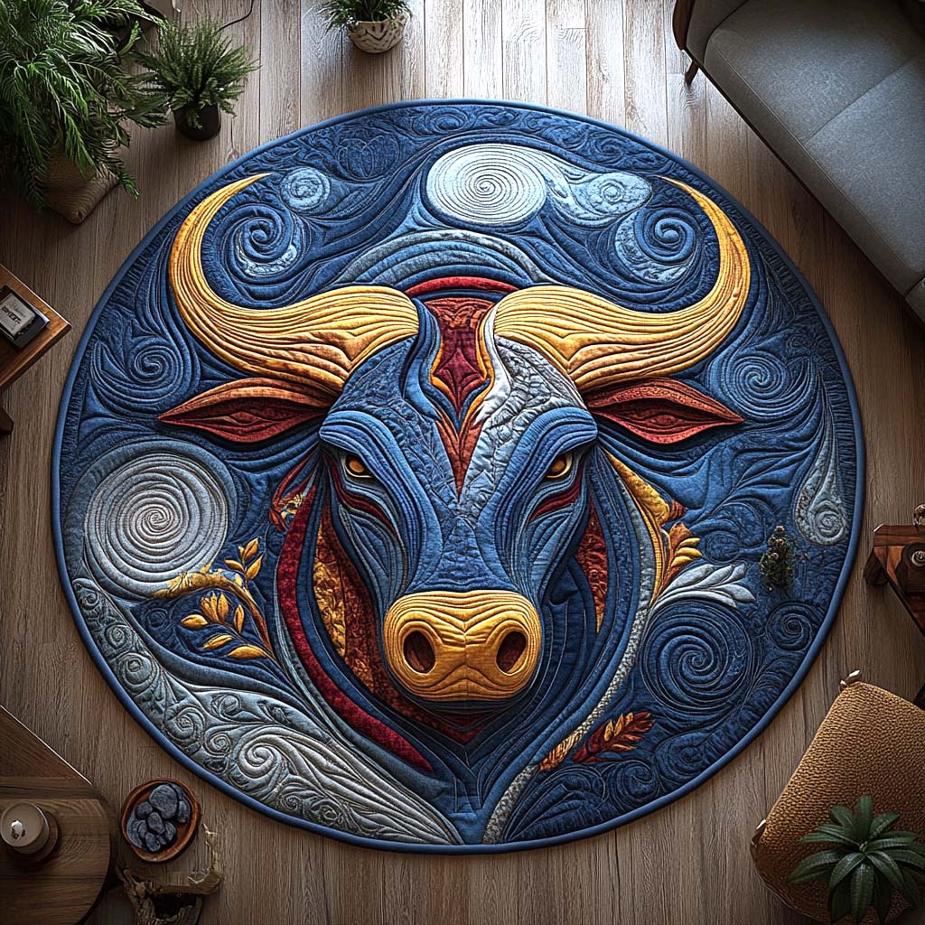 Celestial Taurus Quilted Round Mat NCU0XD332