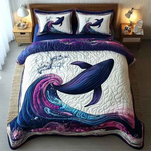 Celestial Whale 3-Piece Quilted Bedding Set NCU0DK5054
