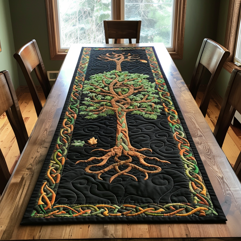 Celtic Knotwork Tree Quilted Table Runner NCU0TH453 Vantique celtic-knotwork-tree-quilted-table-runner-ncu0th453-vantique
