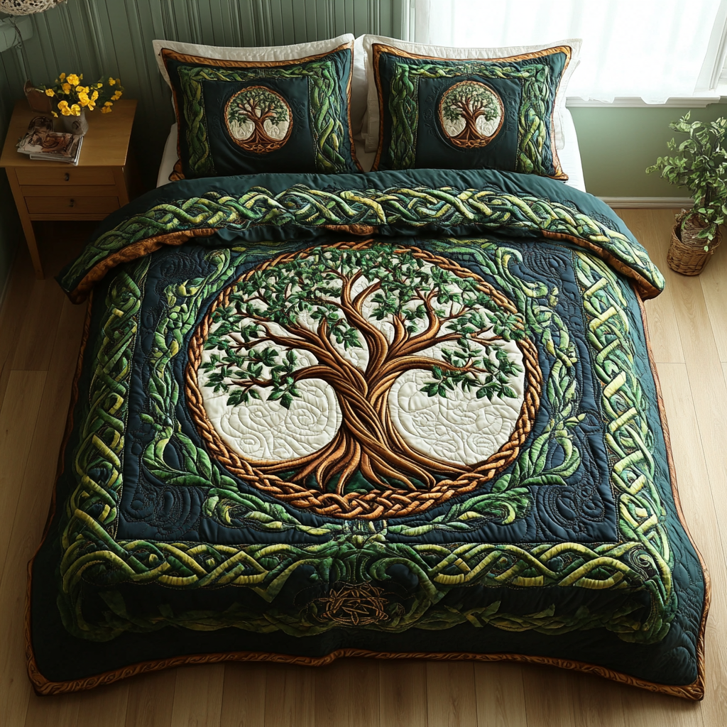 Celtic Canopy Quilted Bedding Set NCU0DV2177 – Vantique