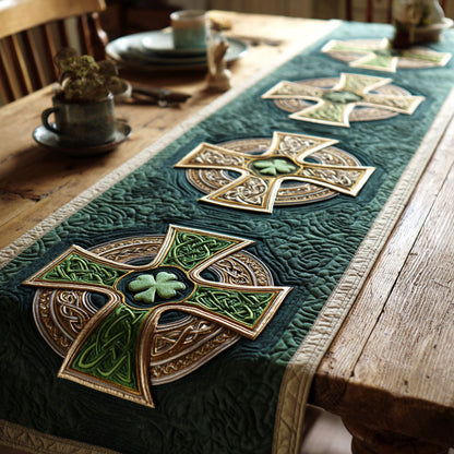 Celtic Clover Cross Quilted Table Runner NCU0TV1505