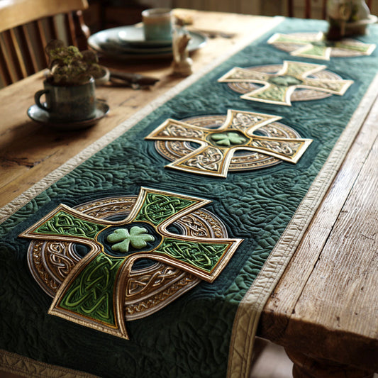 Celtic Clover Cross Quilted Table Runner NCU0TV1505