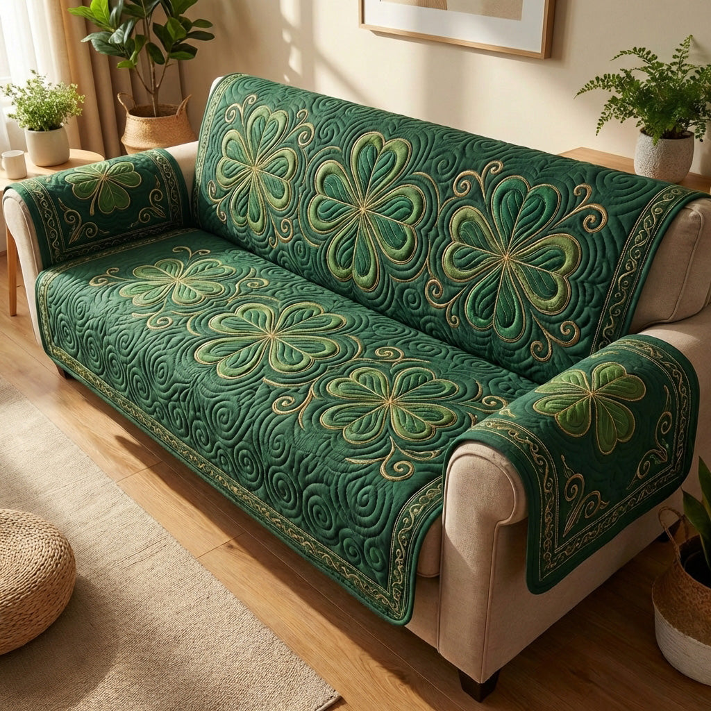 Celtic Clover Meadow Quilted Sofa Cover NCU0TV1584